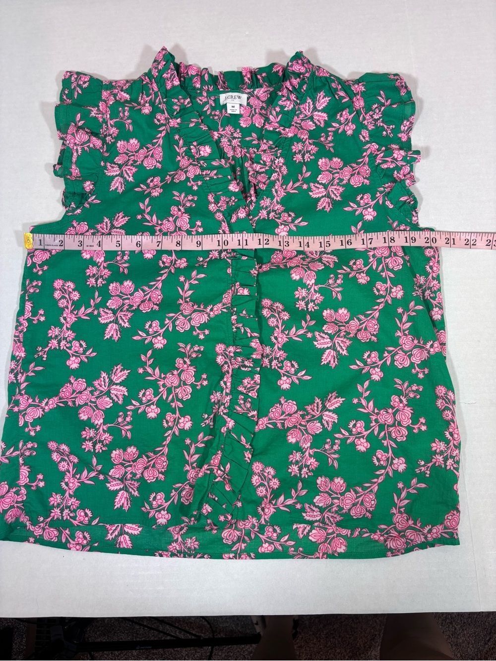 J.Crew Sleeveless ruffle top floral button up cotton medium - Picture 11 of 12